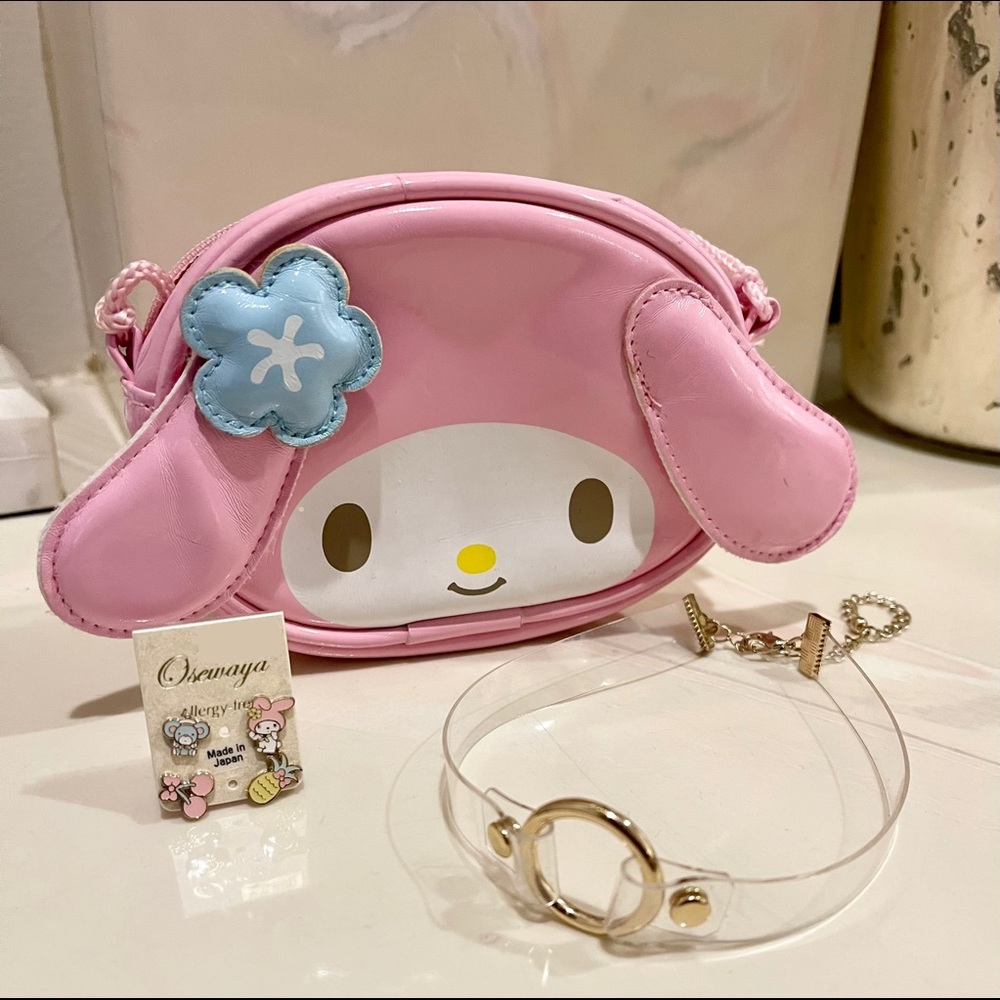 EUC Cute Sanrio Melody mini bag and accessory Lot